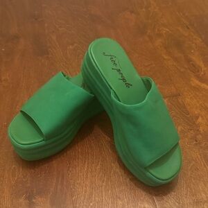 Free People Vibrant Green Platform Slides
